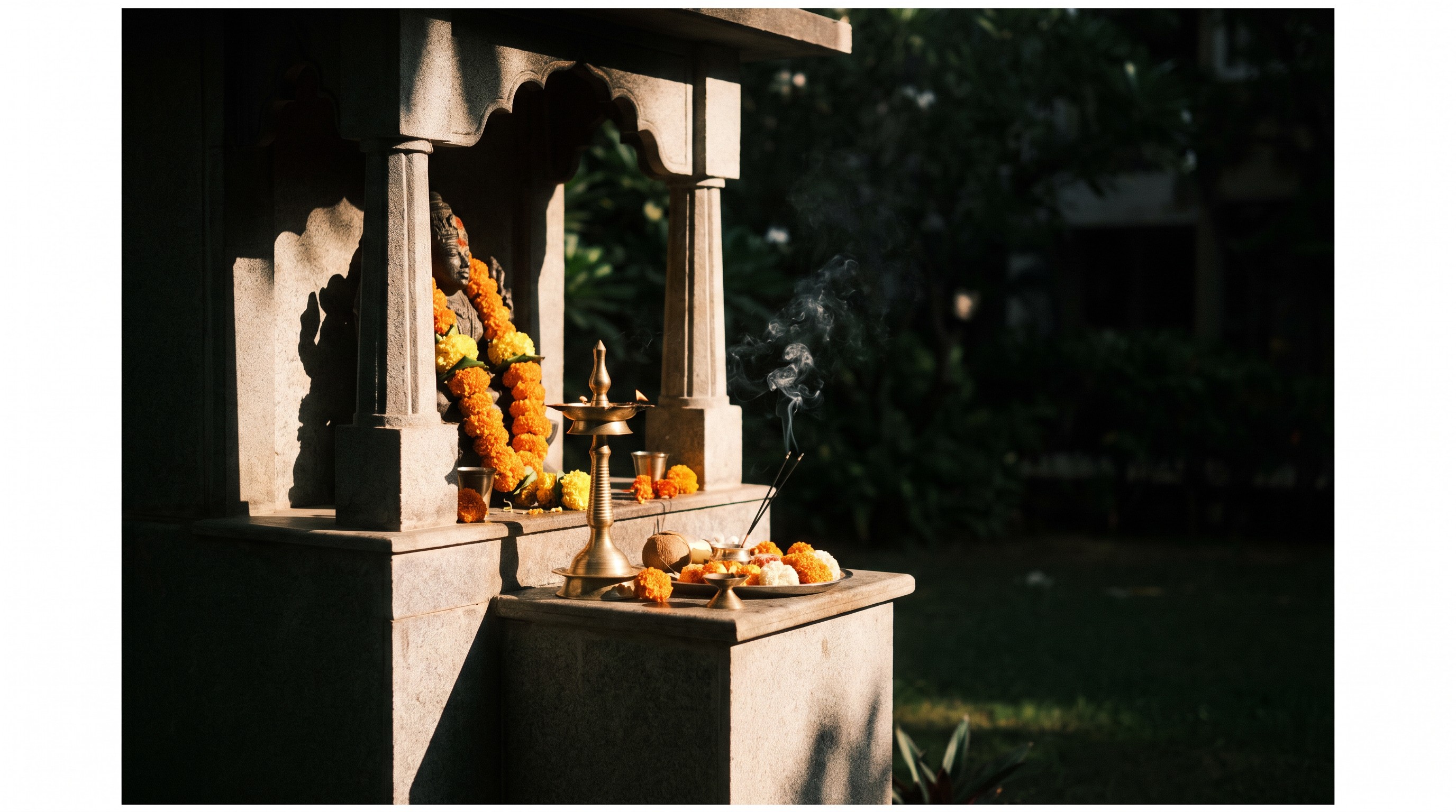 On-site temple during morning prayers