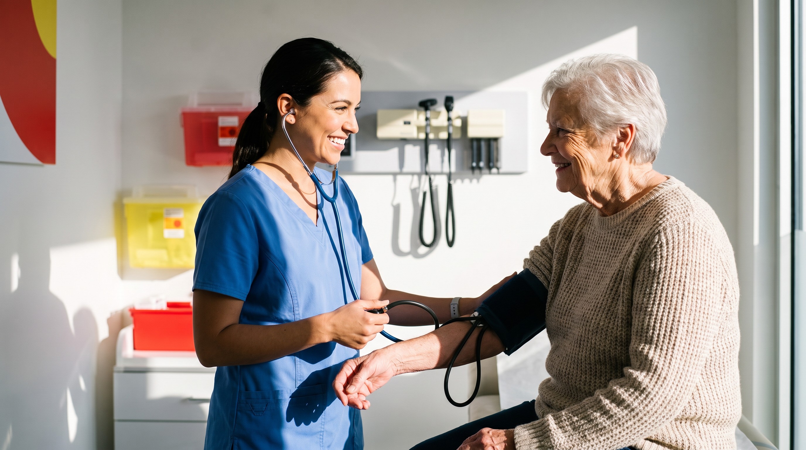 Nurse check-in at the on-site clinic