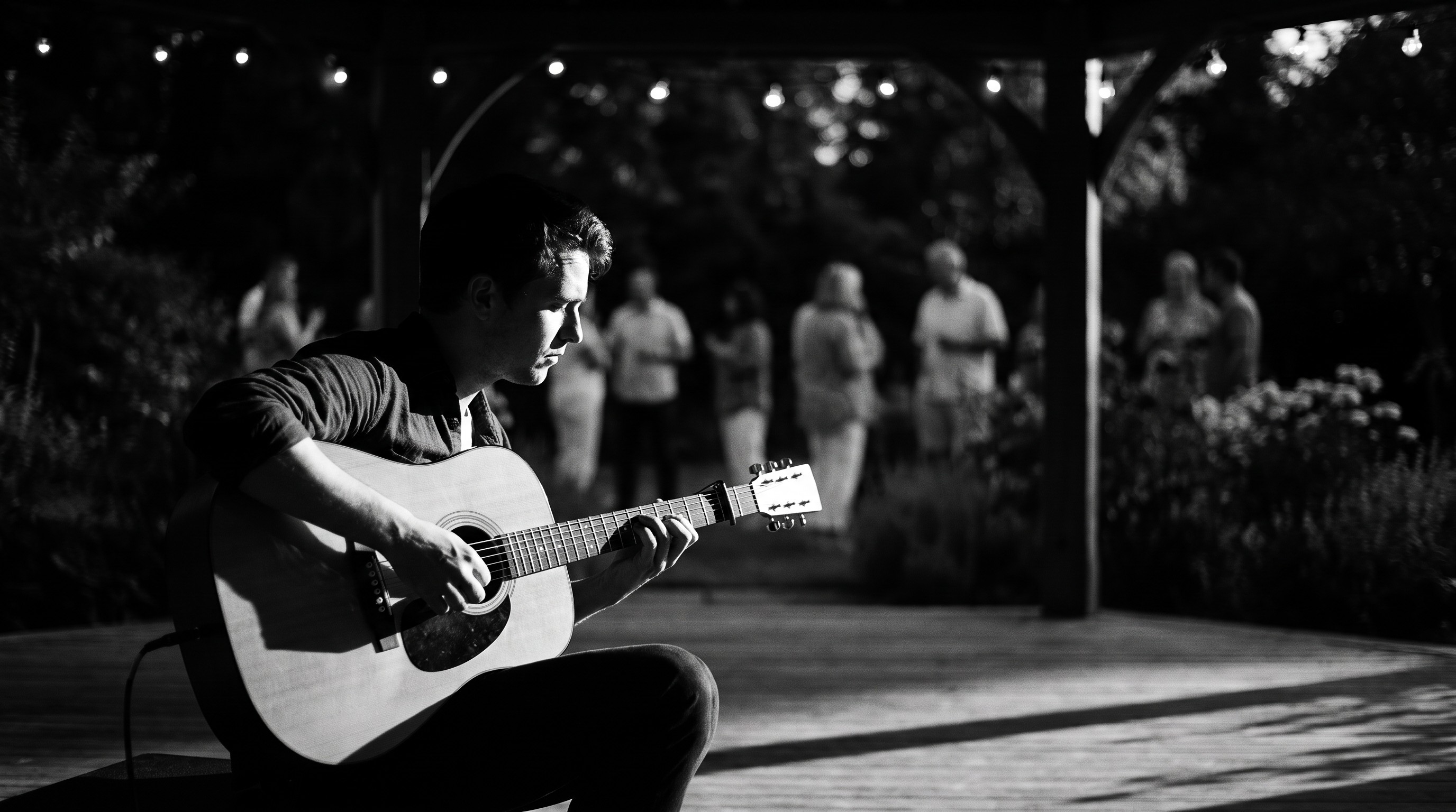 Evening gathering at the pavilion with live music