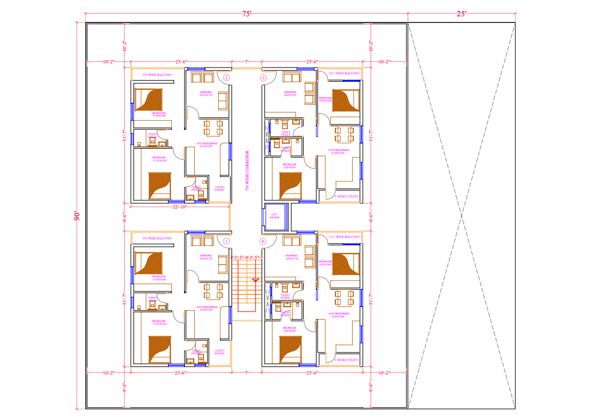 2 BHK Floor Plan Blueprint