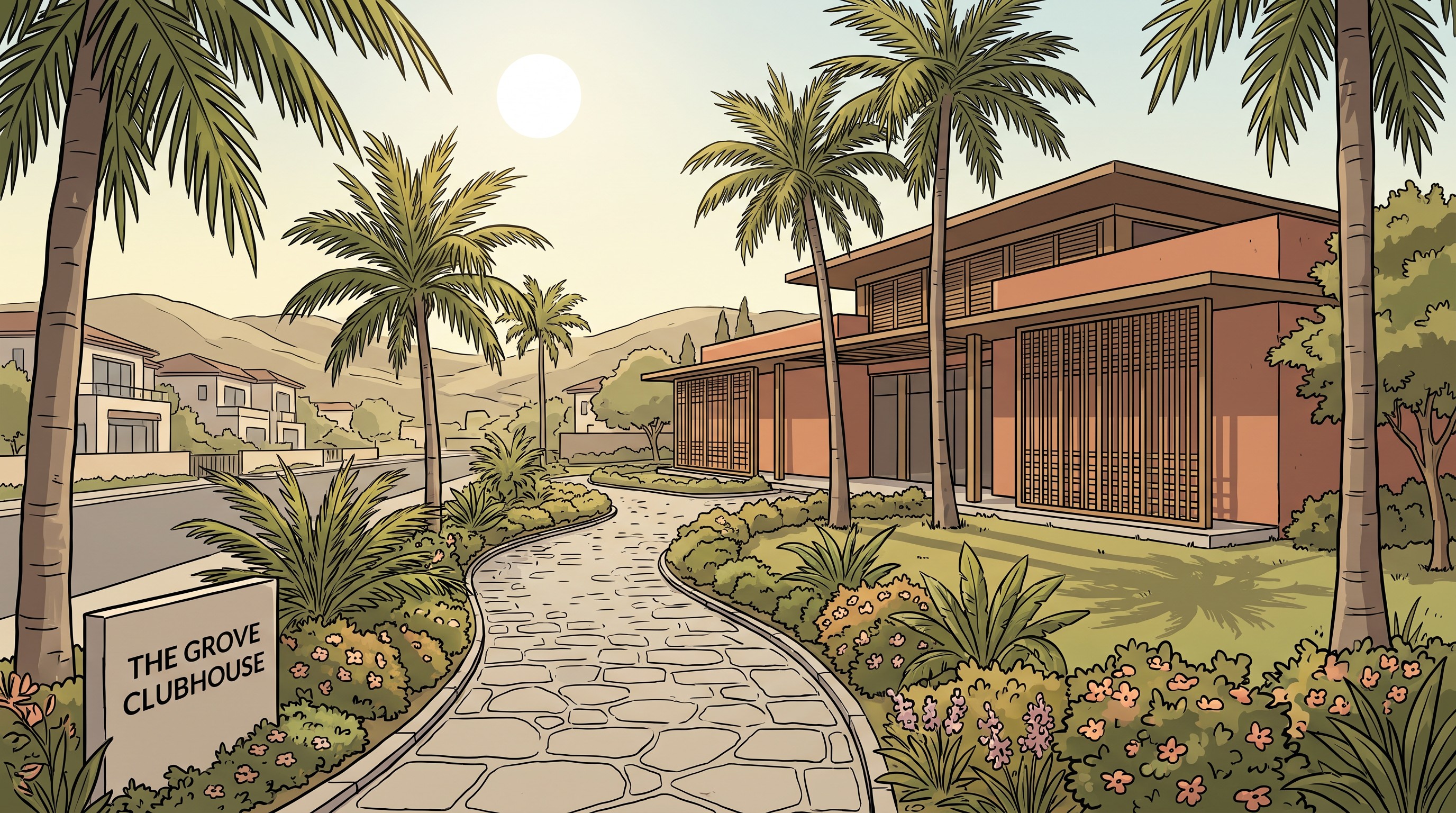 CGI render of the clubhouse approach